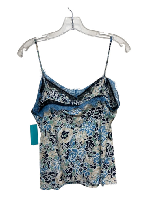 Veronica Beard Size 6 Blue, Black, Multi Silk Lace Detail Floral Print Top Blue, Black, Multi / 6