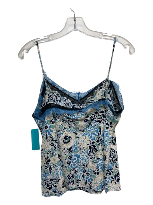 Veronica Beard Size 6 Blue, Black, Multi Silk Lace Detail Floral Print Top Blue, Black, Multi / 6
