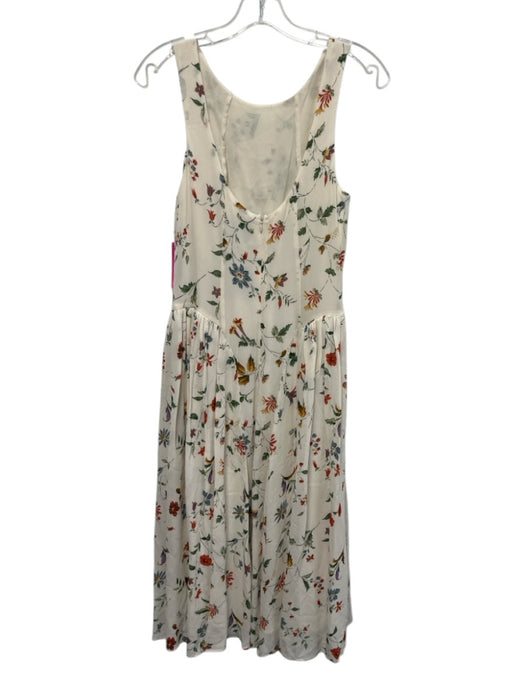 Reformation Size 4 White & Multi Viscose Sleeveless Floral Gathered Midi Dress White & Multi / 4
