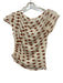 Free People Size Small White & Brown Cotton Cap Sleeve Polka Dot Ruched Top White & Brown / Small