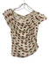 Free People Size Small White & Brown Cotton Cap Sleeve Polka Dot Ruched Top White & Brown / Small