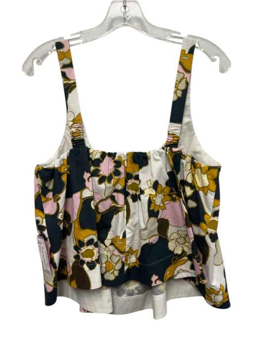 Zimmermann Size 3 Yellow, Pink, Brown Cotton Sleeveless Floral Elastic Top Yellow, Pink, Brown / 3