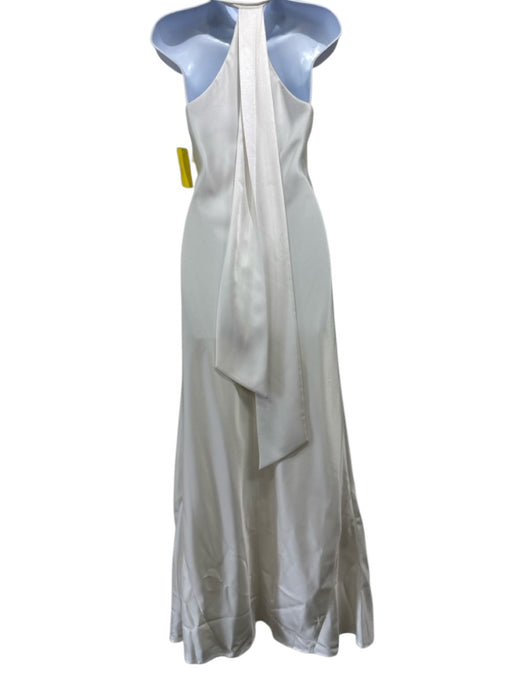 Galvan London Size 4 White Polyester Halter Neck Sleeveless Maxi Satin Gown White / 4