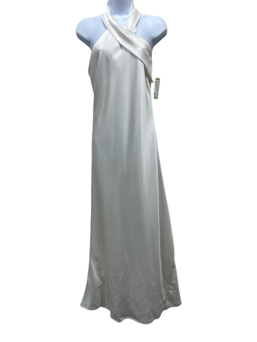 Galvan London Size 4 White Polyester Halter Neck Sleeveless Maxi Satin Gown White / 4