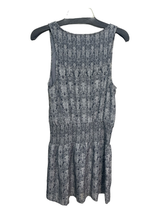 Joie Size S Grey & Black Silk Snake Print Smocked Waist Round Neck Dress Grey & Black / S