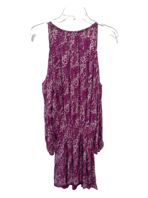 Ramy Brook Size S Purple & White Polyester Snake Print Smocked Waist Dress Purple & White / S