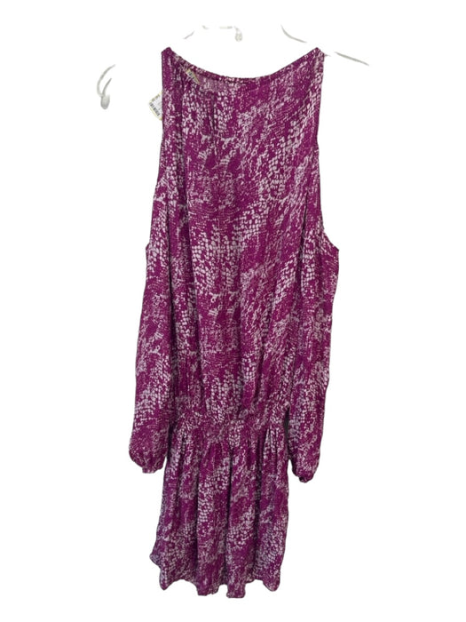 Ramy Brook Size S Purple & White Polyester Snake Print Smocked Waist Dress Purple & White / S