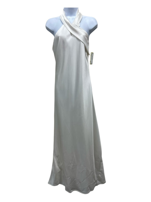 Galvan London Size 4 White Polyester Halter Neck Sleeveless Maxi Satin Gown White / 4
