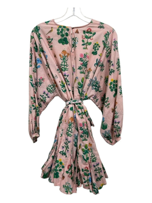 Rhode Size S Pink, Green, Multi Cotton Paneled Floral Print Long Sleeve Dress Pink, Green, Multi / S