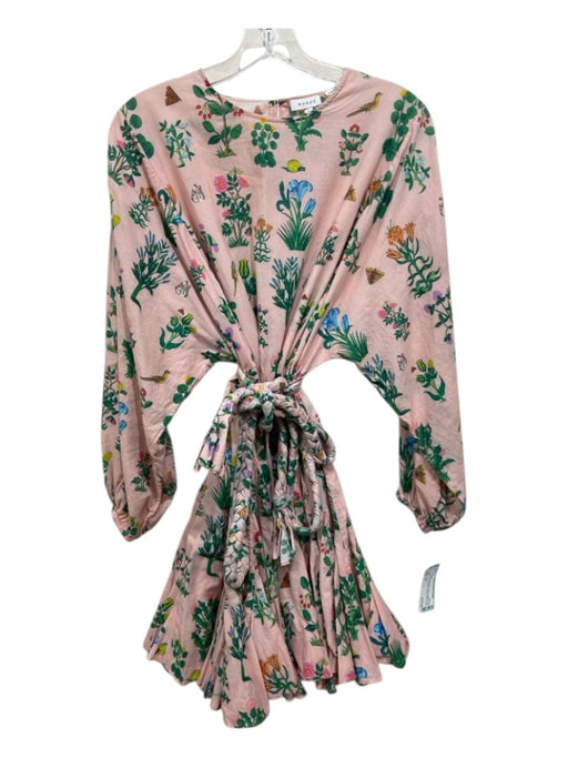 Rhode Size S Pink, Green, Multi Cotton Paneled Floral Print Long Sleeve Dress Pink, Green, Multi / S