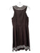 Kate Spade Size 6 Brown & White Linen Beaded Sleeveless Round Neck Dress Brown & White / 6