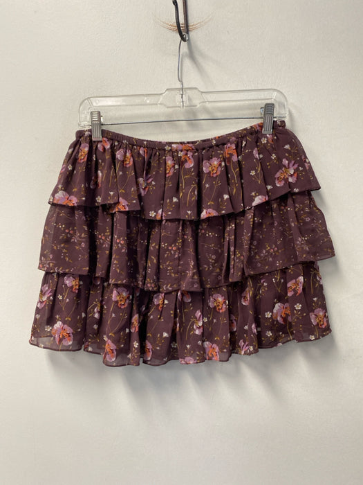 Ulla Johnson Size 4 Brown & Multi Silk Mini Tiered Elastic Waist Skirt