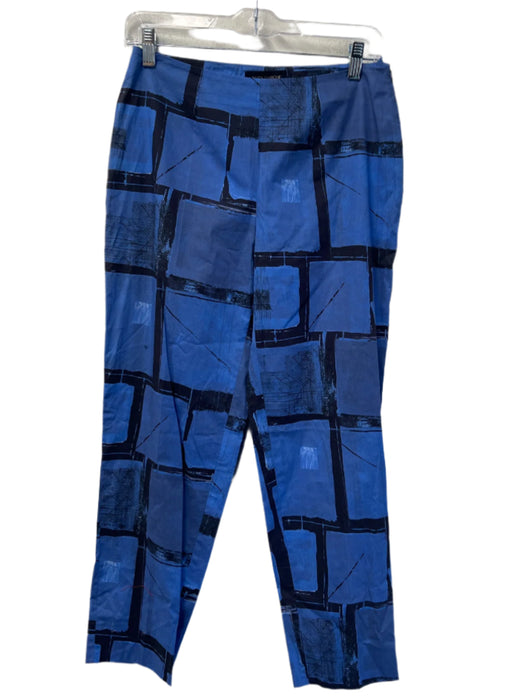 Piazza Sempione Size 44 Blue & Black Cotton Flat Front Side Zip Slim Fit Pants