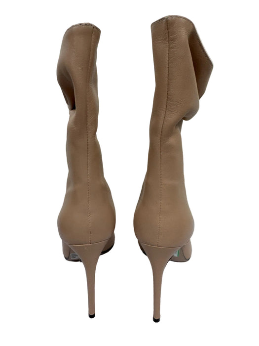 Schutz Shoe Size 8.5 Tan Brown Leather Pointed Toe Ruched Stiletto Boots