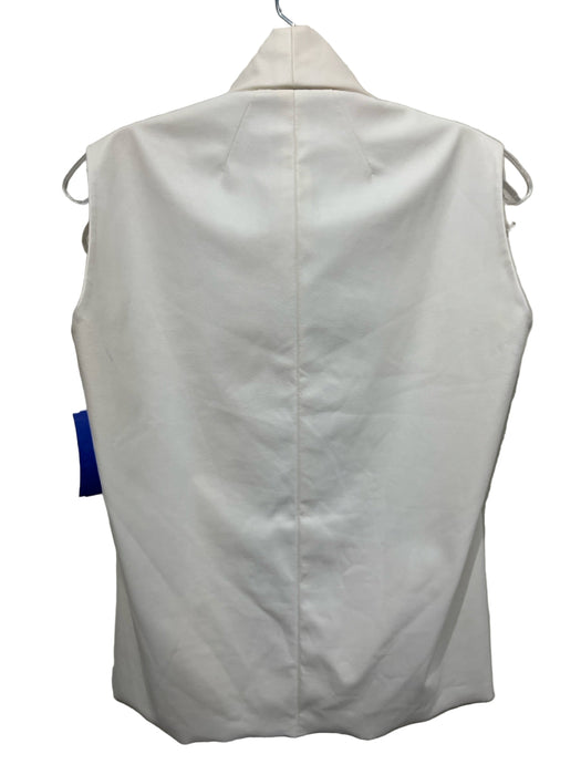 Celine Size 34 Cream White Elastane Sleeveless Cowl Mock Neck Vegan Leather Top