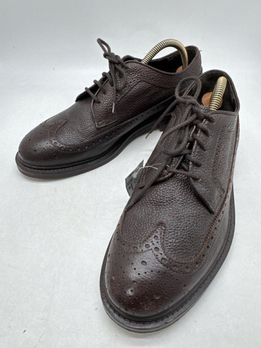Suitsupply Shoe Size 42 Dark Brown Leather Solid Broguing Men's Shoes
