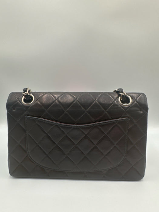 Chanel Black Leather Quilted Silver Hardware Double Flap Vintage Bag