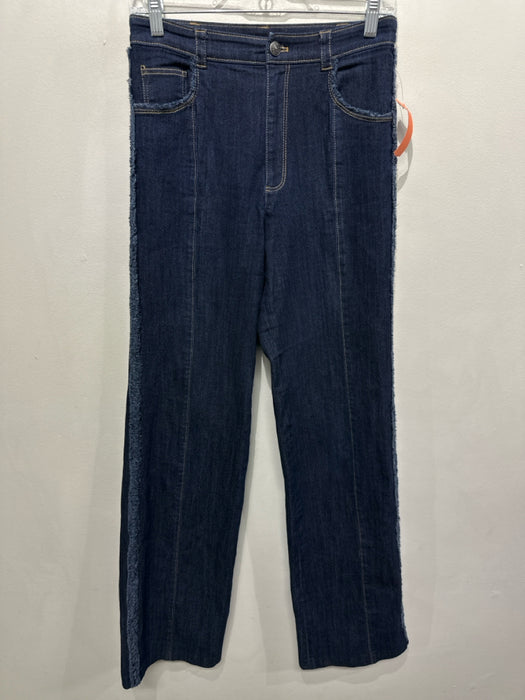 Cinq a Sept Size 4 Dark Wash Cotton Blend Denim Raw Edge Detail Jeans