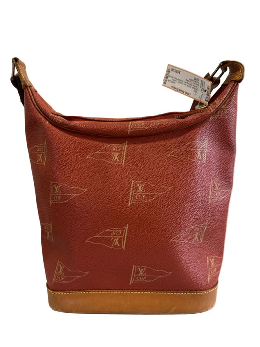 Louis Vuitton Red & Tan Leather Coated Canvas Monogram Shoulder Bag Bag