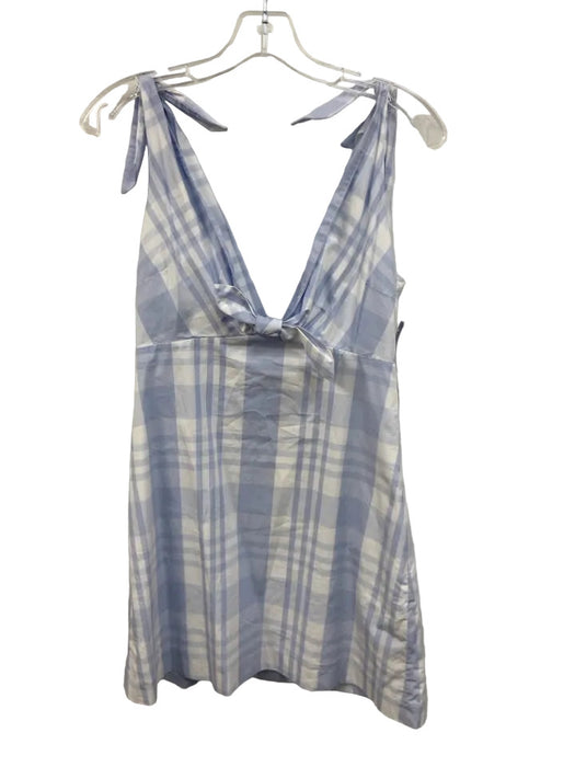 Loveshackfancy Size 6 Light blue & white Cotton Plaid Tie Shoulder Knot Dress