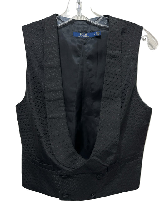 Polo Ralph Lauren Size 4 Black Lapel Double Breast Geometric Print Vest