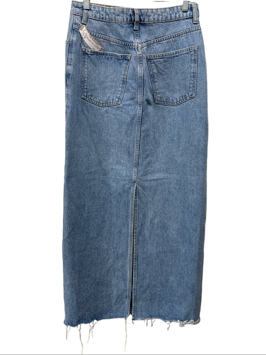 MNG Size S Light Wash Cotton Denim Button Down Maxi Skirt