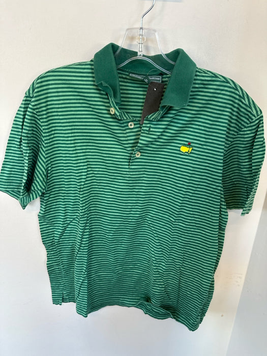 Masters Collection Size S Green & Yellow Pima Cotton Masters Logo Striped Polo