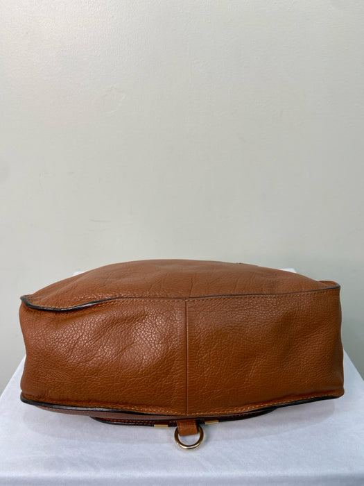 Chloe Brown Pebble Leather Zip Top Rolled Handle Crossbody Strap Incl Bag