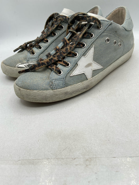 Golden Goose Shoe Size 39 Blue, White, Multi Canvas Metallic Thread Sneakers