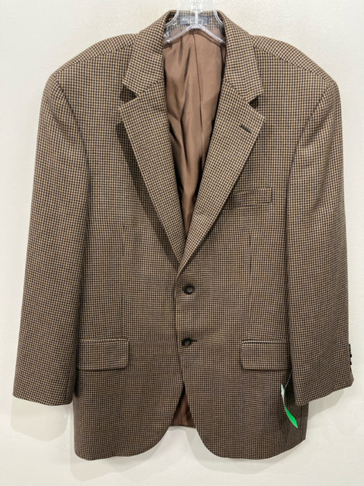 Saks Fifth Ave Brown & Black Wool Houndstooth 2 Button Men's Blazer