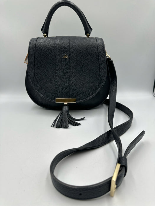 DeMellier Black Leather Saddle Tassle Detail Crossbody Bag
