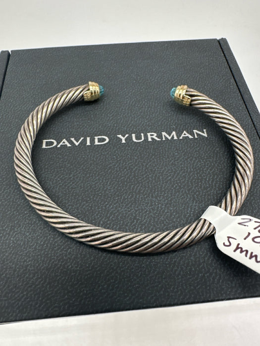 David Yurman Silver & Blue 925 Sterling Silver & 14k Gold Topaz Cable Bracelet