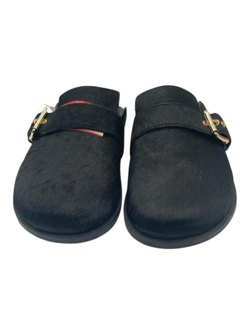 Dolce Vita Shoe Size 10 Black Ponyhair Leather Buckle Flat Clog Mules Black / 10