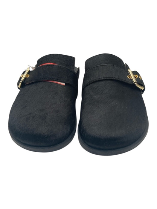 Dolce Vita Shoe Size 10 Black Ponyhair Leather Buckle Flat Clog Mules Black / 10