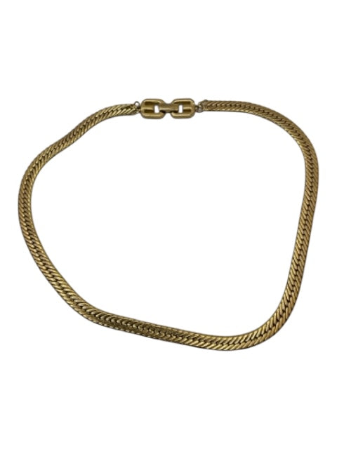 Givenchy Gold Gold Plated Herringbone Wide Chain Fold Over Clasp Necklace Gold