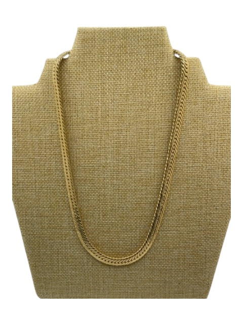 Givenchy Gold Gold Plated Herringbone Wide Chain Fold Over Clasp Necklace Gold