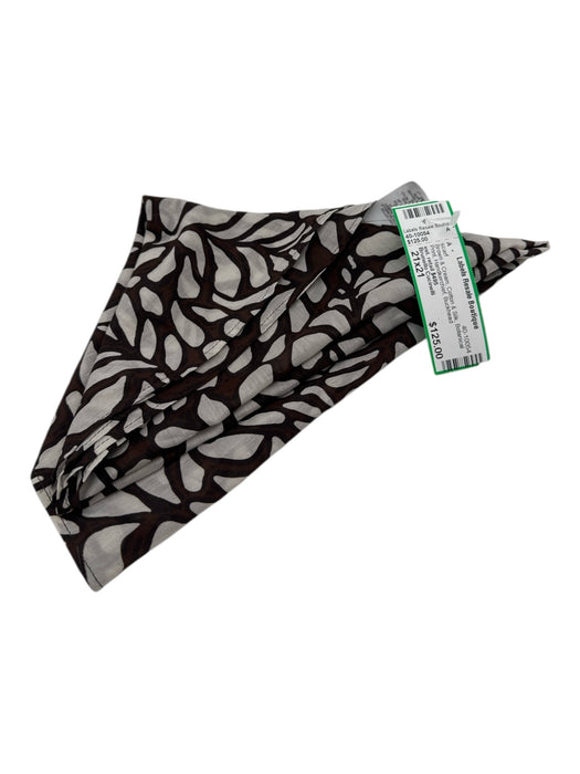 Brunello Cucinelli Brown & Cream Cotton & Silk Botanical Print scarf Brown & Cream / 21x21