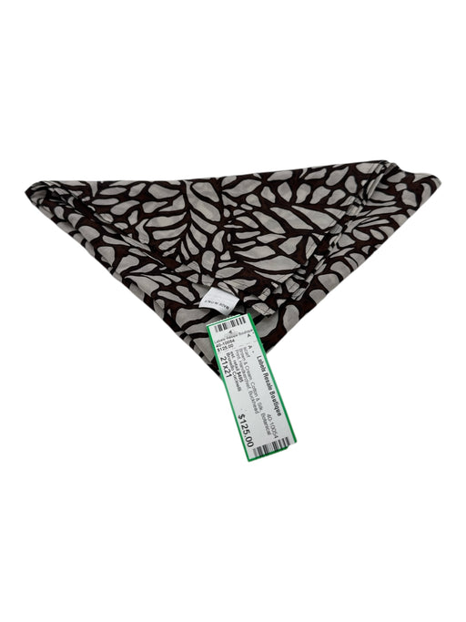 Brunello Cucinelli Brown & Cream Cotton & Silk Botanical Print scarf Brown & Cream / 21x21