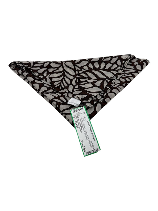 Brunello Cucinelli Brown & Cream Cotton & Silk Botanical Print scarf Brown & Cream / 21x21