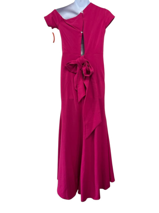 Size Large Hot pink Polyester Blend Asymetric Short Sleeve Pleated Gown Hot pink / Large