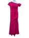 Size Large Hot pink Polyester Blend Asymetric Short Sleeve Pleated Gown Hot pink / Large