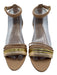 Loeffler Randall Shoe Size 7.5 Beige, Gold, Cream Leather Toe Strap Wedges Beige, Gold, Cream / 7.5