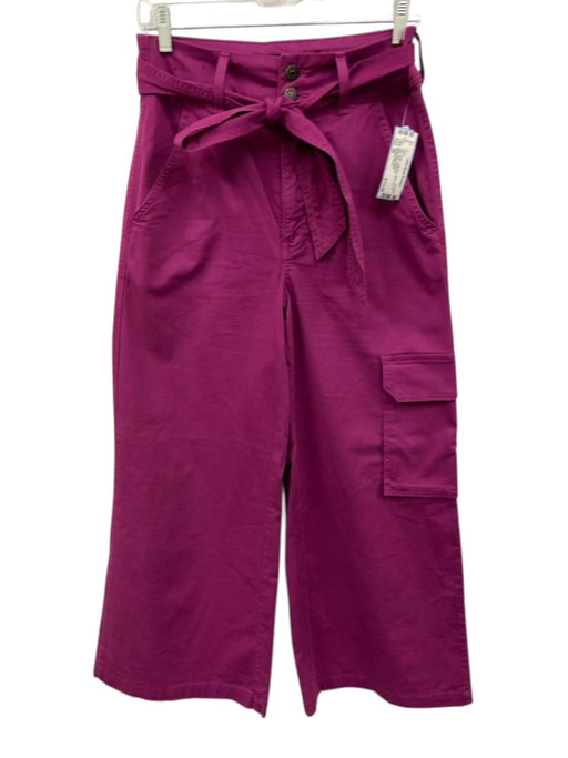 Veronica Beard Size 28 Pink Cotton High Rise Wide Leg Tie Belt Cargo Pants Pink / 28