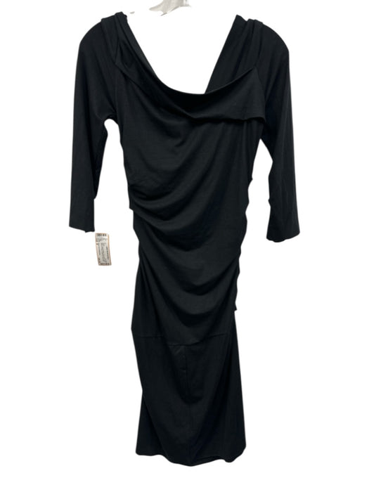 Diane Von Furstenberg Size M Black Viscose Blend Long Sleeve Boat Neck Dress Black / M