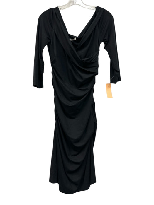 Diane Von Furstenberg Size M Black Viscose Blend Long Sleeve Boat Neck Dress Black / M