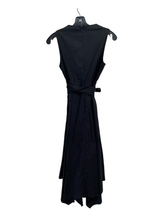 COS Size 6 Black Cotton Blend Sleeveless Pleated Waist Belted Midi Dress Black / 6