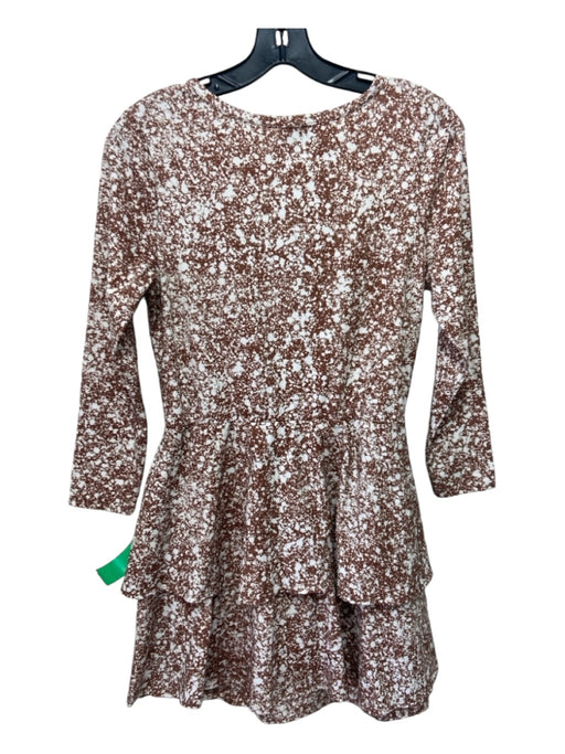 Beklina Size S/M Brown & Cream Organic Cotton layered Splatter Long Sleeve Dress Brown & Cream / S/M