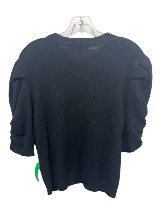 Frame Size XL Black Cashmere Short Puff Sleeve Knit Sweater Black / XL