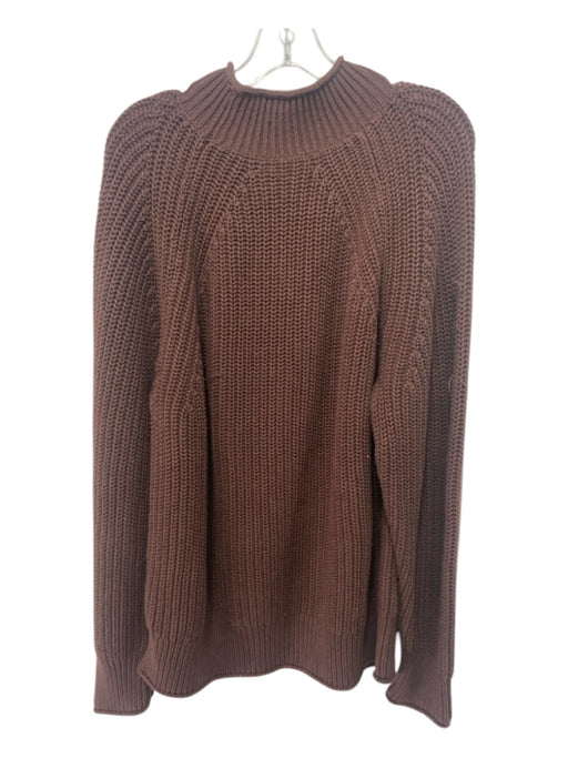 J Crew Size 2X Brown Cotton High Neck Long Sleeve Ribbed Knit Sweater Brown / 2X