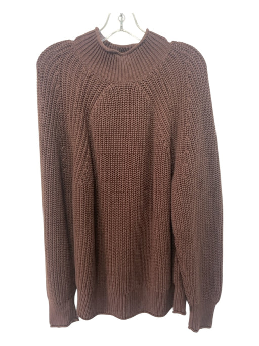 J Crew Size 2X Brown Cotton High Neck Long Sleeve Ribbed Knit Sweater Brown / 2X